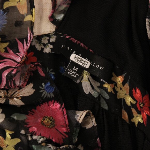 Slate & Willow, Black Floral Halter Mini Dress Size M - Picture 9 of 9
